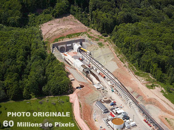 Photo aérienne du chantier de la LGV Est Phase 2 - Le tunnel de Saverne