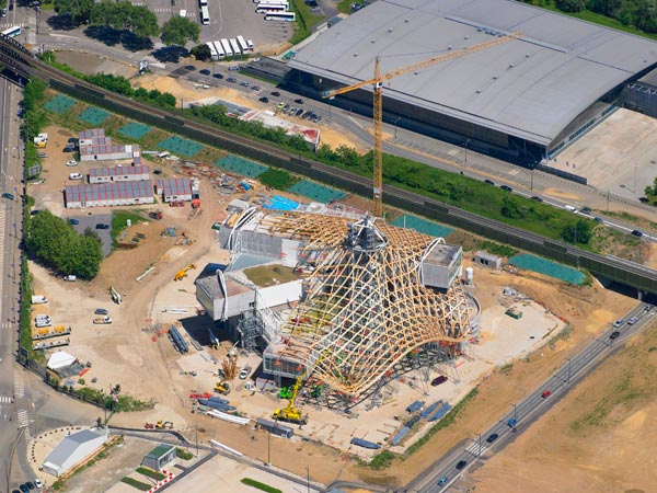 Photo aérienne du suivi de chantier du centre Pompidou Metz