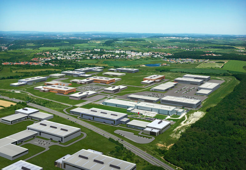 Simulation 3D vue aérienne zone industrielle