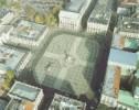 Photos aériennes de "stanislas" - Photo réf. 1755_24 - Gros plan sur la place Stanislas classe au Patrimoine Mondial de l'UNESCO. Les grilles du nord, de fer forg rhauss d'or, encadrent les fontaines de Neptune et d'Amphitrite.
