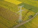 Photos aériennes de "Rhin" - Photo réf. T083059 - Un pylone de la ligne trs haute tension entre Vigy et Marlenheim au milieu des vignes alsaciennes  l'automne (Bas-Rhin).