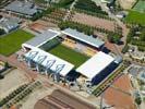 Photos aériennes de "tribune" - Photo réf. U100037 - Le Stade Geoffroy-Guichard dont la toiture de la tribune officielle est recouverte de quelques 2600m de panneaux solaires.
