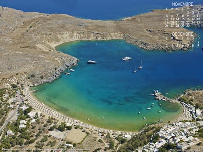 La baie de Saint-Paul à Lindos sur l'Île de Rhodes (Grèce)