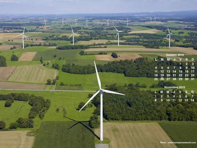 Vue aérienne du parc éolien d'Igney (Meurthe-et-Moselle)