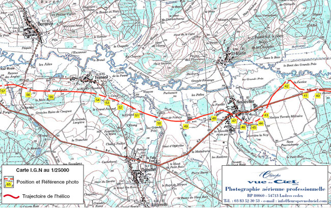 Exemple de géo-localisation des photos aériennes sur carte IGN