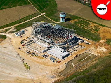 Photo aérienne d'un chantier à Montbéliard
