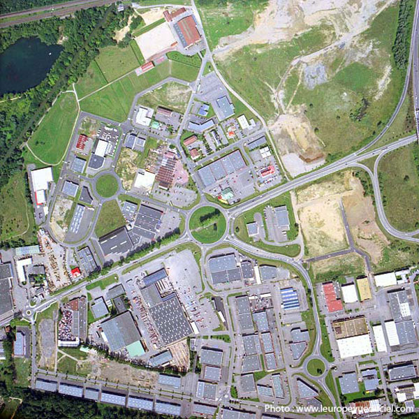 Photo aérienne verticale de la ZAC de Jouy-aux-Arches (57) visualisation du foncier disponible