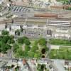Photos aériennes de "gare" - Photo réf. 62388 - Le square Colbert et la gare.