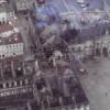 Photos aériennes de "pompier" - Photo réf. N004998 - La toiture encore fumante du château de Lunéville (Meurthe-et-Moselle) après l'incendie survenu le 02 janvier 2003.