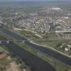 Photos aériennes de "canal" - Photo réf. N009390 - Le long du canal et de la Moselle on peut apercevoir la Cahédrale Saint-Etienne.