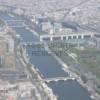 Photos aériennes de "fleuve" - Photo réf. N009418 - La Seine et sur les rives, d'un ct le Palais Omnisports de Bercy de l'autre, la Bibliothque Nationale de France.