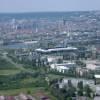 Photos aériennes de "Stade" - Photo réf. N010864 - Vue sur Nancy qui se trouve au-del du stade et de la moselle.