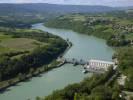 Photos aériennes de "électrique" - Photo réf. T082379 - Le barrage hydro-lectrique de Seyssel (Ain).