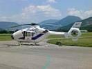 Photos aériennes de "helicoptère" - Photo réf. T069340 - L'EC 135 du Samu sur l'aérodrome de Gap-Tallard (Hautes-Alpes).