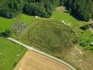 Photos aériennes de "céréales" - Photo réf. T099680 - La Ferme Aventure située dans les Vosges propose des parcours ludiques et pédagogiques dans différents labyrinthes de maïs, bois, pierre et céréales.