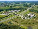 Photos aériennes de "autoroute" - Photo réf. U100131 - L'aire d'autoroute du Poulet de Bresse le long de l'A39.