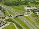 Photos aériennes de "autoroute" - Photo réf. U100133 - L'aire d'autoroute du Poulet de Bresse le long de l'A39.