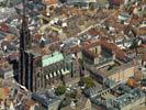 Photos aériennes de "cathedrale" - Photo réf. U100240 - L'imposante cathdrale Notre-Dame de Strasbourg (Bas-Rhin) est le monument principal du classement de la Grande Ile de Strasbourg au Patrimoine Mondial de l'UNESCO.