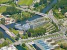 Photos aériennes de "architecte" - Photo réf. U100251 -  Ce bâtiment, réalisé par l'architecte britannique Richard Rogers, a été inauguré en 1995 pour abriter la Cour européenne des Droits de l'Homme.