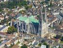 Photos aériennes de "patrimoine" - Photo réf. U100490 - Les clochers vieux et neuf de la Cathédrale Notre-Dame de Chartres classée au Patrimoine Mondial de l'UNESCO.