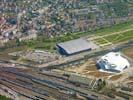 Photos aériennes de Metz (57000) - Le Quartier Sablon | Moselle, Lorraine, France - Photo réf. U101983 - Le Centre Pompidou en chantier et les Arnes de Metz.