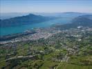 Photos aériennes de "paysages" - Photo réf. U115067 - Vue générale de la ville d'Aix-les-Bains au bord du Lac du Bourget.