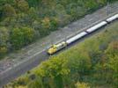 Photos aériennes de "train" - Photo réf. U145921 - Un train SNCF Infra transportant des traverses.