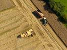 Photos aériennes de "céréales" - Photo réf. E124494 - Une moissonneuse batteuse au travail.