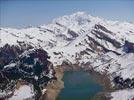 Photos aériennes de "avec" - Photo réf. E126825 - Le Lac du Roselend avec le Mont-Blanc en arrire-plan