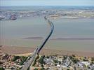 Photos aériennes de "pont" - Photo réf. E148017 - A sa mise en service en 1975, le Pont de Saint-Nazaire détenait le record mondial de portée pour un pont métallique haubané et l'a été pendant 8 ans.
