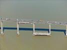 Photos aériennes de "pont" - Photo réf. E148027 - A sa mise en service en 1975, le Pont de Saint-Nazaire détenait le record mondial de portée pour un pont métallique haubané et l'a été pendant 8 ans.